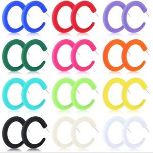 Neon color hoop earrings